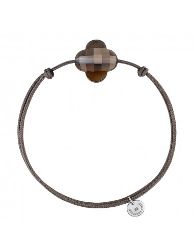 MORGANNE BELLO BRACELET FRIANDISE CORDON TAUPE TRÈFLE QUARTZ FUMÉ à prix réduit toute l'année