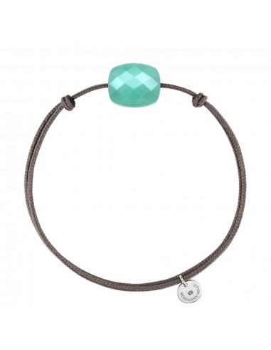 MORGANNE BELLO BRACELET FRIANDISE CORDON TAUPE COUSSIN AMAZONITE la colonne vertébrale