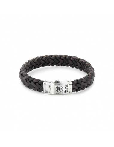 BRACELET REBEL & ROSE CUIR TRESSE NOIR MAT Comparez plus de prix