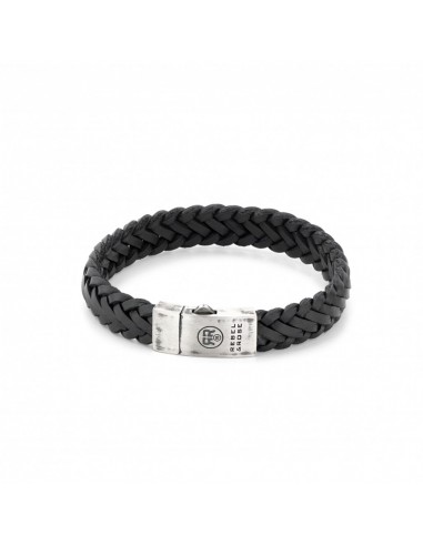 BRACELET REBEL & ROSE CUIR TRESSE NOIR MAT 50-70% off 