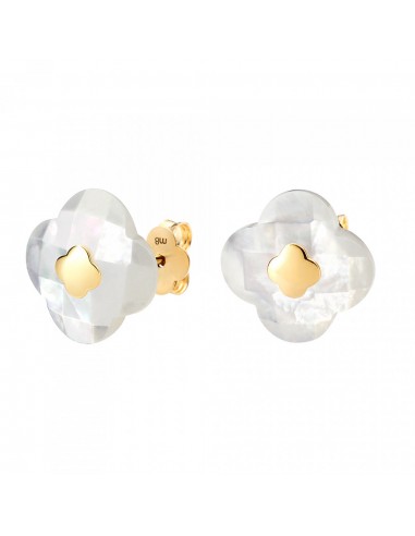 MORGANNE BELLO BOUCLES D'OREILLE VICTORIA OR JAUNE NACRE BLANCHE Livraison rapide