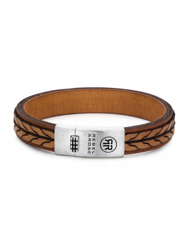 BRACELET REBEL & ROSE CUIR TRESSE COGNAC commande en ligne