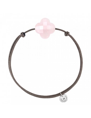 MORGANNE BELLO BRACELET FRIANDISE CORDON TAUPE TRÈFLE QUARTZ ROSE POUDRE votre restaurant rapide dans 