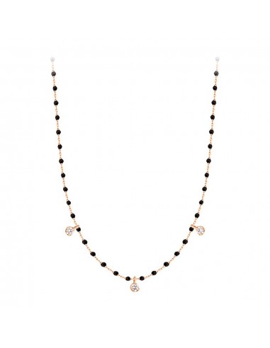 COLLIER MINI GIGI CLOZEAU OR ROSE NOIR 3 DIAMANTS Venez découvrir notre 