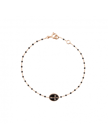 BRACELET MINI GIGI CLOZEAU OR ROSE NOIR CROIX En savoir plus