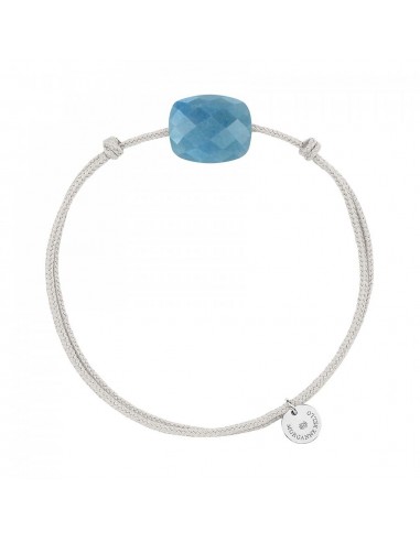 BRACELET FRIANDISE CORDON GRIS SOURIS COUSSIN QUARTZ BLEU le des métaux précieux