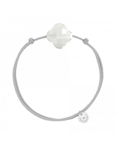 BRACELET FRIANDISE CORDON GRIS SOURIS TREFLE PIERRE DE LUNE BLANCHE Jusqu'à 80% De Réduction