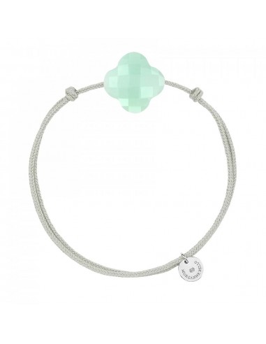 BRACELET FRIANDISE CORDON GRIS SOURIS TRÈFLE CHRYSOPRASE MENTHE acheter