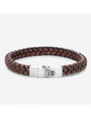 BRACELET REBEL & ROSE CUIR TRESSE CARRE MARRON sur le site 