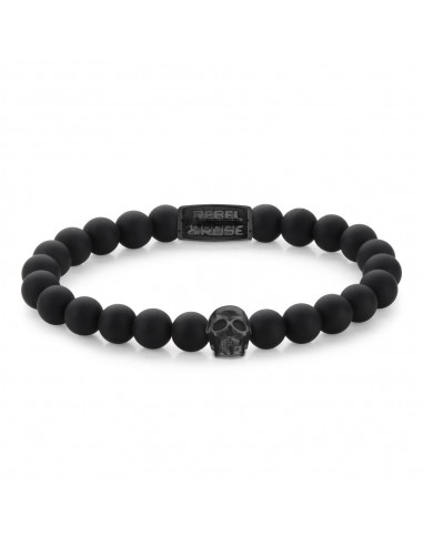 BRACELET REBEL & ROSE SKULL MAT ALL-BLACK 8MM Vous souhaitez 