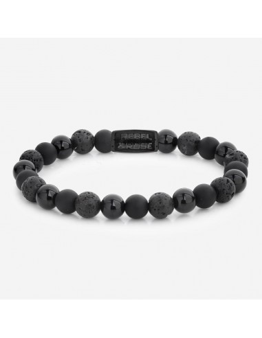 BRACELET REBEL & ROSE SKULL BLACK ROCKS ALL-BLACK 8MM Jusqu'à 80% De Réduction