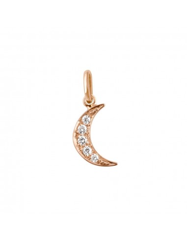 PENDENTIF GIGI CLOZEAU LUNE OR ROSE DIAMANTS rembourrage situé sous