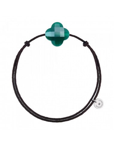 BRACELET FRIANDISE CORDON CHOCOLAT TREFLE AGATE VERTE 50-70% off 