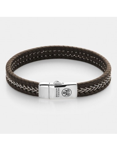 BRACELET REBEL & ROSE CUIR ET ARGENT MARRON Véritable concentré