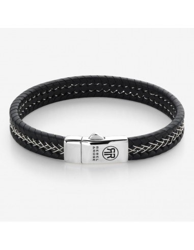 BRACELET REBEL & ROSE CUIR ET ARGENT NOIR votre restaurant rapide dans 