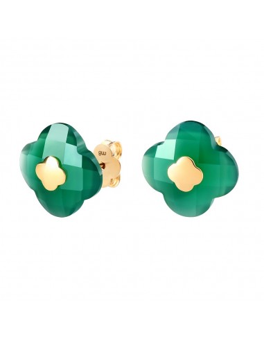 MORGANNE BELLO BOUCLES D'OREILLES OR JAUNE AGATE VERTE 50-70% off 