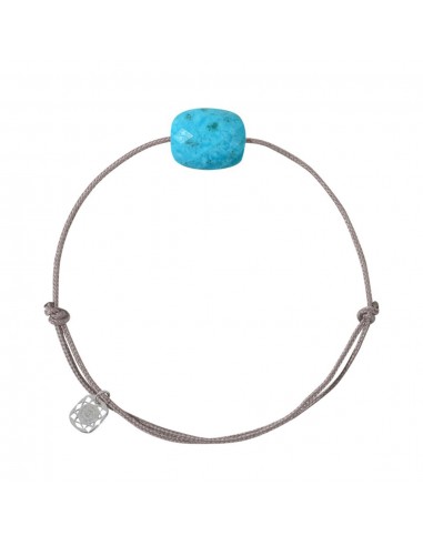 MORGANNE BELLO BRACELET CORDON TAUPE COUSSIN TURQUOISE de technologie