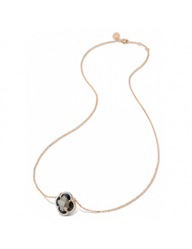 COLLIER VICTORIA QUARTZ FUME + DIAMANTS OR ROSE votre