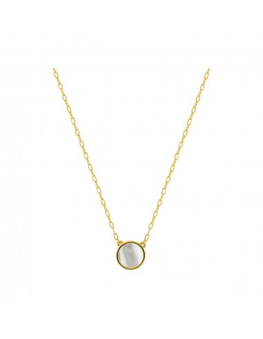 COLLIER OR JAUNE 375 NACRE BLANCHE Paris Déstockage Promo