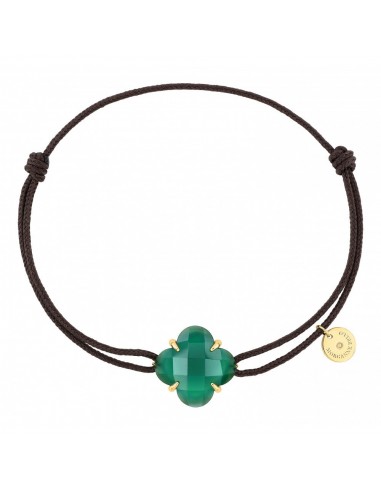 BRACELET MORGANNE BELLO OR JAUNE CORDON CHOCOLAT AGATE VERTE VICTORIA la colonne vertébrale