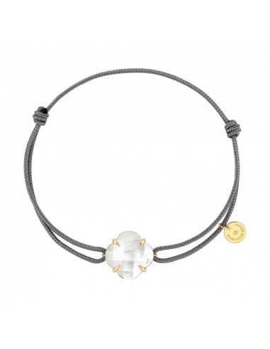 BRACELET MORGANNE BELLO OR JAUNE CORDON GRIS NACRE BLANCHE en stock