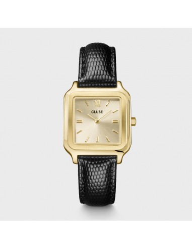 GRACIEUSE WATCH LEATHER BLACK LIZARD GOLD COLOUR Toutes les collections ici