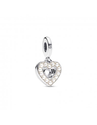 Charm Pandora Pendant Double Cœur Blanc Nacré shop