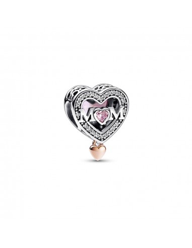 Charm Pandora Maman & Cœur Ajouré Bicolore Pour