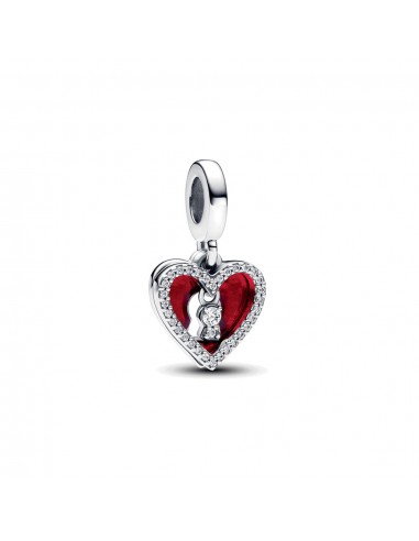 Charm Pandora Pendant Double Cœur Rouge et Serrure est présent 