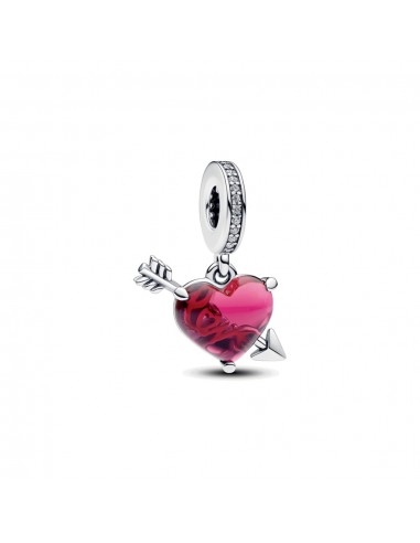 Charm Pandora Pendant Cœur Rouge et Flèche en Verre de Murano est présent 