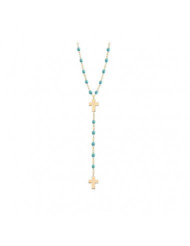 COLLIER CHAPELET CROIX GIGI CLOZEAU OR JAUNE rembourrage situé sous