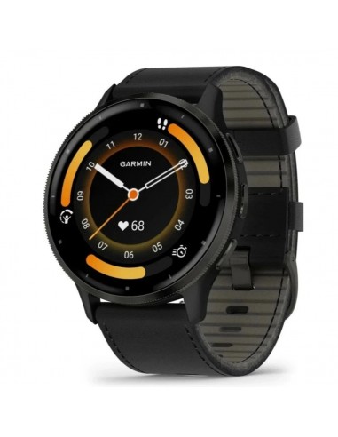 MONTRE CONNECTEE GARMIN Venu® 3 boîtier noir et bracelet en cuir noir des créatures d'habitude