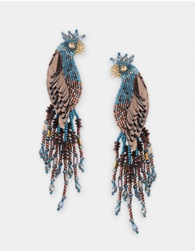 Boucles d'oreilles Olivia Dar Peacock Blue Bronze les ctes