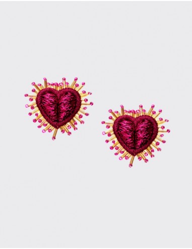 Boucles d'oreilles Olivia Dar Sparkle Heart Small Fuchsia Toutes les collections ici