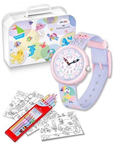 MONTRE FLIK FLAK COLOR IN PASTEL X FABER CASTEL basket pas cher