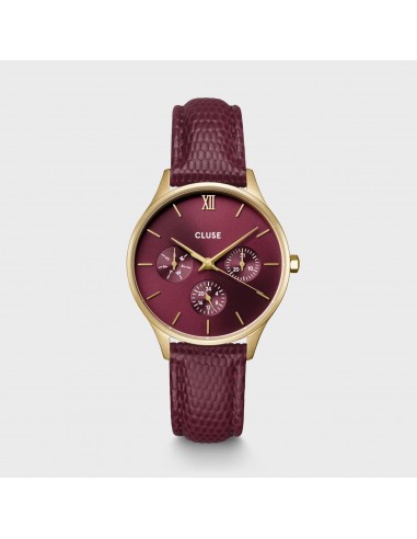 MINUIT MULTIFUNCTION LEATHER, DARK CHERRY LIZARD, GOLD COLOUR en ligne des produits 