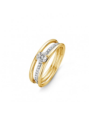 BAGUE OR JAUNE SOLITAIRE DIAMANT ACCOMPAGNÉ ASTORG 1895 pas cher chine