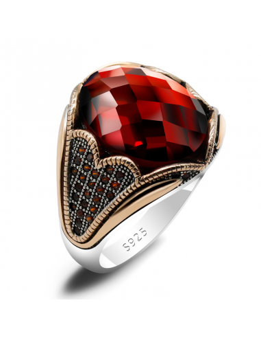 Bague Homme Argent Rubis : Luxe Décontracté solde